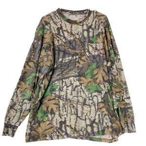 90s Jerzees Outdoor Bigwoods Camo Camoflauge Long Sleeve Crew Shirt Tee 2XL
